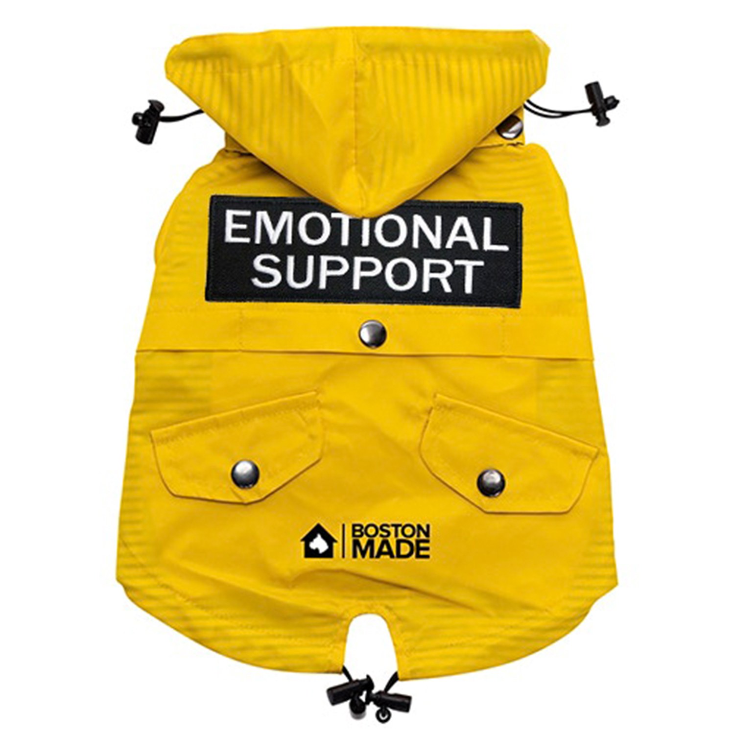 Boston Made Pets yellow corduroy dog jacket, back view
